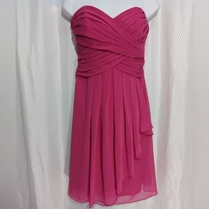 David's Bridal Strapless Formal/ Bridesmaid Dress, Raspberry, Size 4